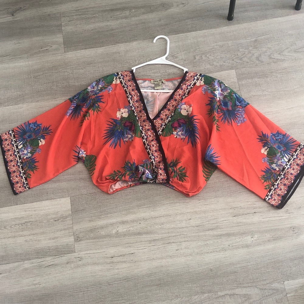 Flying Tomato orange summer crop top blouse xs